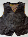 Vintage Genuine Leather Waistcoat Vest with Buckle Back – Dark Brown (S)