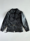 Vintage Premium Original Belted Black Leather Biker Jacket (L)