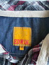 Edwin Blue Trail Plaid Flannel Shirt with Denim Sleeves (M)