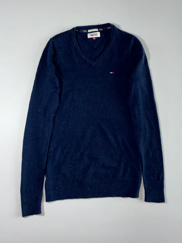 Hilfiger Denim | Navy V-Neck Sweater – Flag Logo | (XS/S)