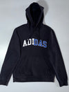 Adidas Collegiate Spellout Hoodie Black with Blue/White Lettering,  (M)