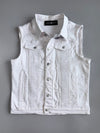 Legendary Rawyalty White Distressed Denim Sleeveless Vest Laconia 2020 Bike Week (M)