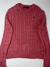 Polo Ralph Lauren Pink/Salmon Cable Knit Crewneck Sweater (M)