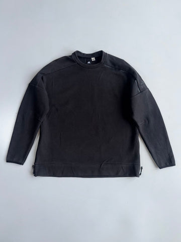 Adidas Black Crewneck Sweatshirt (Zip Hem Pockets) (M)