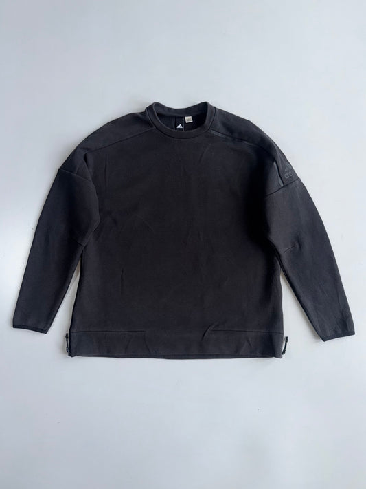 Adidas Black Crewneck Sweatshirt (Zip Hem Pockets) (M)