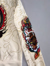 Ed Hardy by Christian Audigier Full-Zip Hoodie Cream Faux Fur Lined Hood Dragon & Tattoo Graphic (S)