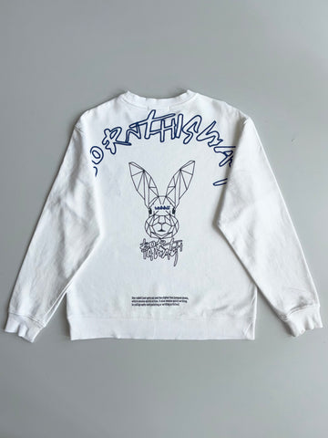 Claid Geometric Rabbit Embroidered Sweatshirt – White (S)