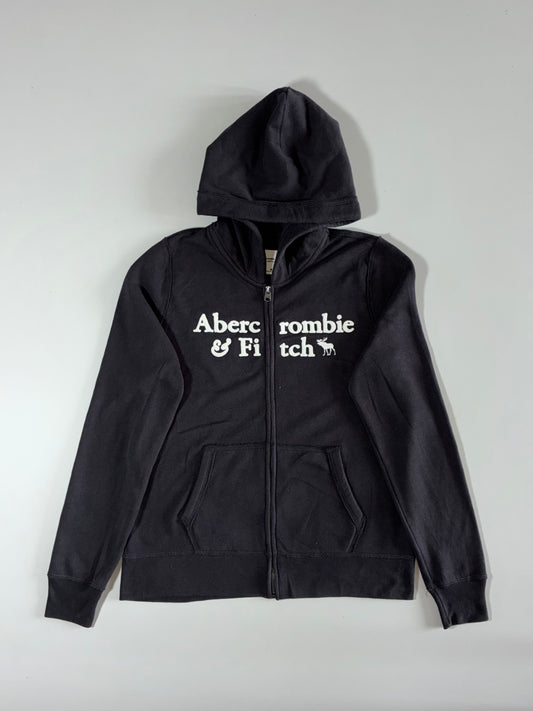 Abercrombie & Fitch Black Full-Zip Logo Hoodie (S)