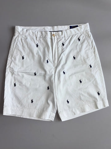 Polo Ralph Lauren | All-Over Pony Embroidered Shorts | White (W:35|L:20)