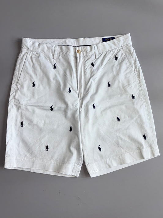 Polo Ralph Lauren | All-Over Pony Embroidered Shorts | White (W:35|L:20)