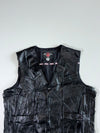 Texpeed Black Leather Multi-Pocket Motorcycle Biker Vest (2XL)