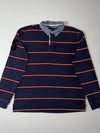 Tommy Hilfiger Navy Striped Rugby Polo – Chambray Collar, “5” Patch (XL)