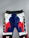 Dainese Pure Leather Moto Racing Pants  Red/White/Blue Colorblock Armored Knee Protection W/ Sliders (W:34 |L:40)