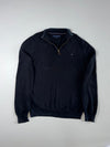 Tommy Hilfiger Black Quarter-Zip Knit Sweater (XL)