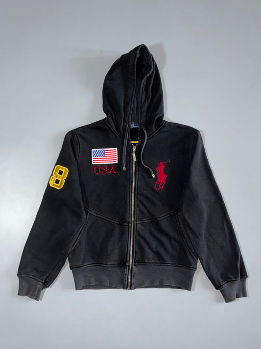 Polo Ralph Lauren USA Flag Big Pony Zip Hoodie Embroidered logo (S)