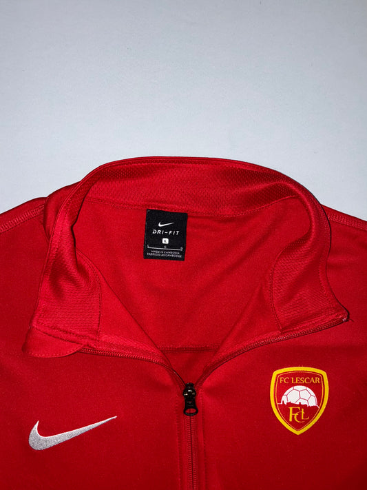 Nike Dri-FIT FC Lescar Football Club Full Zip Track Jacket | Red Swoosh Soccer Training Top (L)