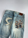 Osaka Big Train Japanese Wave Embroidery Distressed Denim (W:34 |L:41)