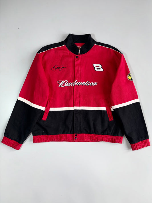 Vintage Budweiser NASCAR Bomber Jacket With Dale Jr. Signature(2XL)