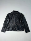 Vintage Black Leather Zip-Up Cafe Racer Jacket (L)