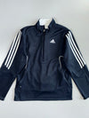 Adidas Clima365 3-Stripe White Panel Fleece-Backed Half-Zip Navy Blue Athletic Pullover Sweatshirt (M)