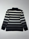 Lacoste Striped Long Sleeve Polo – Navy, Grey & Cream (M)