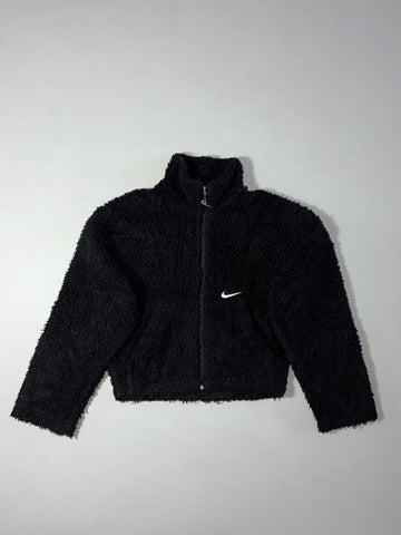 Vintage Nike Black Cropped Sherpa Zip-Up Jacket Women’s (S)