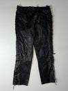 Fast Way Lace-Up Leather Biker Pants  (W:34) (L:41)
