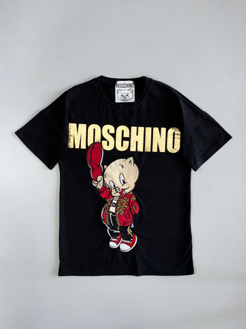 Moschino Couture Porky Pig Gold Foil Logo Embroidered Tee
Black Made in Italy 2018 (M)