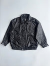 Vintage Black Leather Bomber Jacket (2XL)