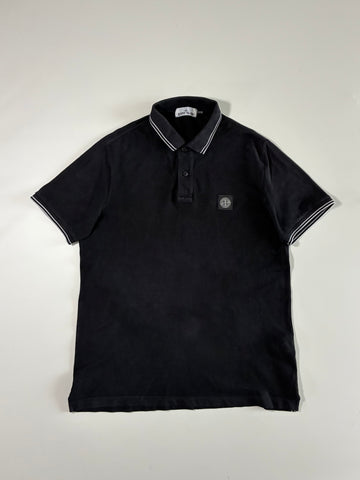 Stone Island Slim Fit Tipped Piqué Polo Shirt  Black(L)