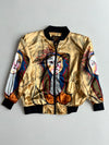 Vintage Stockton Satin Bomber Jacket Abstract Face Art Print – Gold – (L)