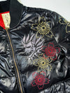 Japanese Sukajan Dragon & Sakura Embroidered Puffer Bomber Jacket (L/XL )