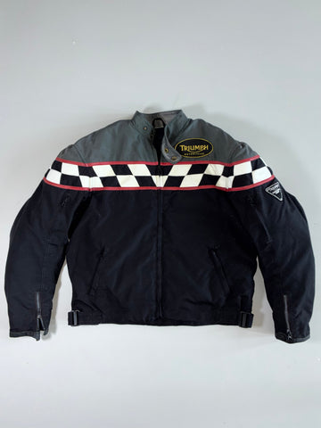 Triumph Checkered Flag Motorcycle Racing Jacket Padded  (XL)