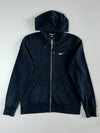 Nike Swoosh Black Full Zip Hoodie Grey Lined (M)