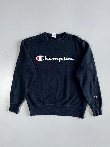 Champion Big Logo Black Crewneck Sweatshirt | (S/M)