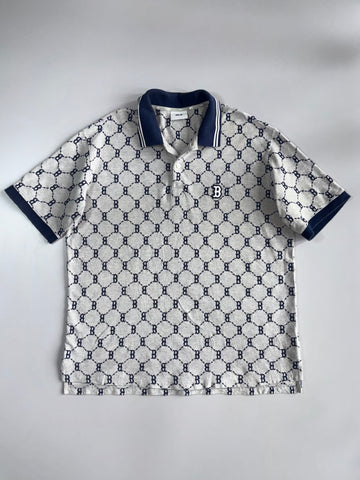 MLB | Boston Red Sox Monogram Jacquard Embroidered Patern Polo (2XL)