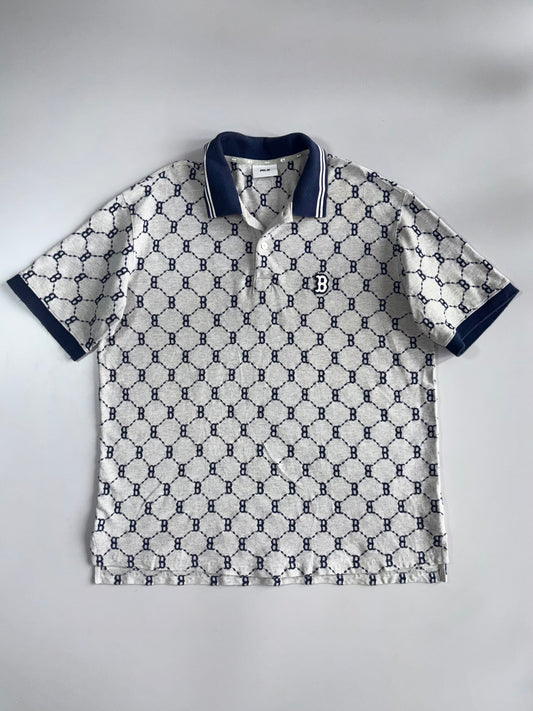 MLB | Boston Red Sox Monogram Jacquard Embroidered Patern Polo (2XL)