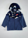 Nike Camo Sherpa Fleece Panelled Hooded Jacket – Navy Blue (XS)