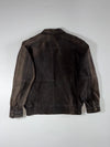 Dark Brown Suede-Look Bomber Jacket with Panelled Design & Zip Pockets (XL)