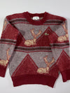 Vintage 80s Chemise Lacoste Reindeer Pattern Wool Sweater – Rare Graphic (XXS)