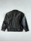 Vintage 90s M. Duncan Black Leather Bomber Jacket – Paisley Patchwork Lining (XL)