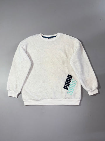 Puma White Sherpa Fleece Crewneck Sweatshirt (S)