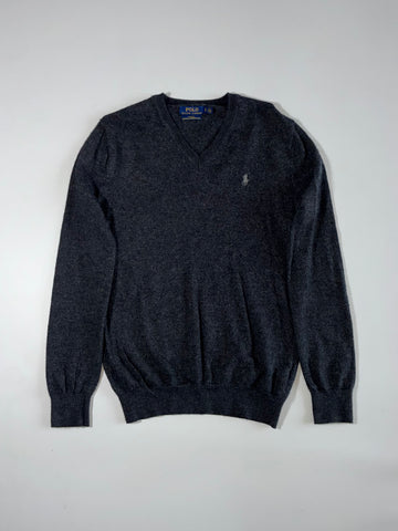 Polo Ralph Lauren Merino Wool V-Neck Sweater – Charcoal Grey (S)