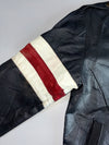 Vintage Racing Leather Jacket Black White Red Stripe Chicago Bulls (S)