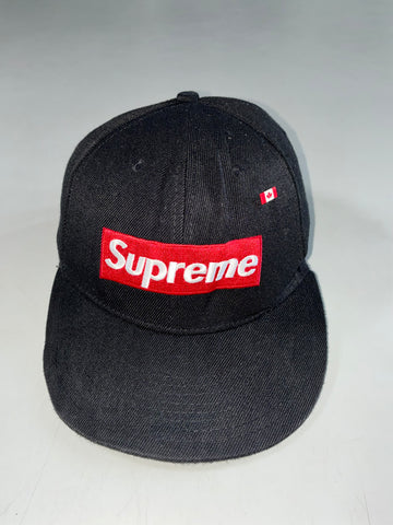 Supreme Black Box Logo Baseball Cap – Canada Flag Detail (Adjustable)