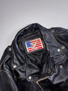 Fieldsheer Cruiser Leather Motorcycle Jacket –Black, Belted (S/M)