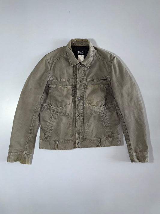 D&G Dolce & Gabbana Cotton Trucker Jacket Khaki/Olive, Size (M/L)