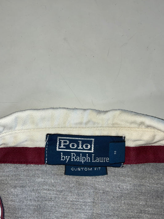 Polo Ralph Lauren Grey Big Pony Rugby Shirt – #3 Sleeve Patch, Long Sleeve (L)