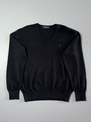 Vintage Yves Saint Laurent Pour Homme Black V-Neck Knit Sweater –  (M)