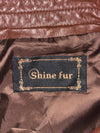 Shine Fur Brown Leather Zip-Up Jacket Classic Stand-Collar Leather Jacket (L)